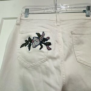 Chico's White Jeans with Floral Embroidery